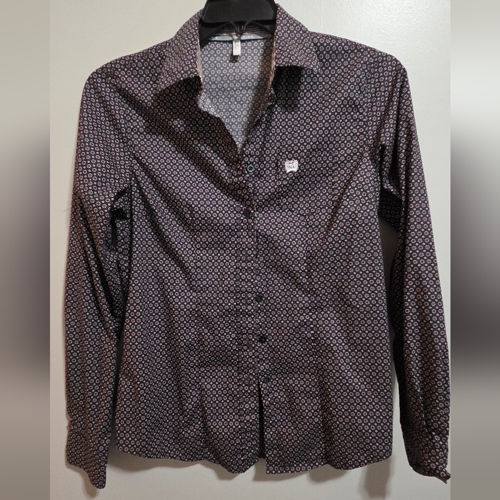Cinch Women's Dark Patterned Button-Down Shirt - image 1